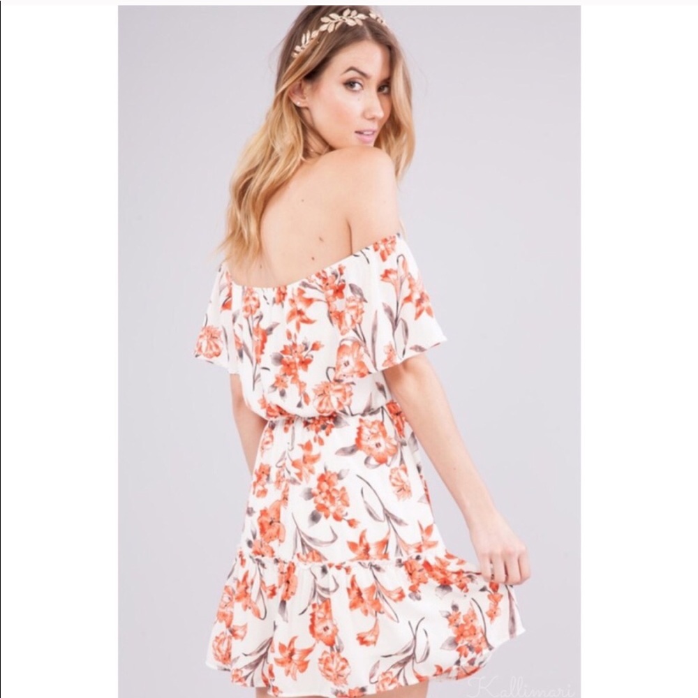 Orange & White Floral Dress - Picture 2 of 3